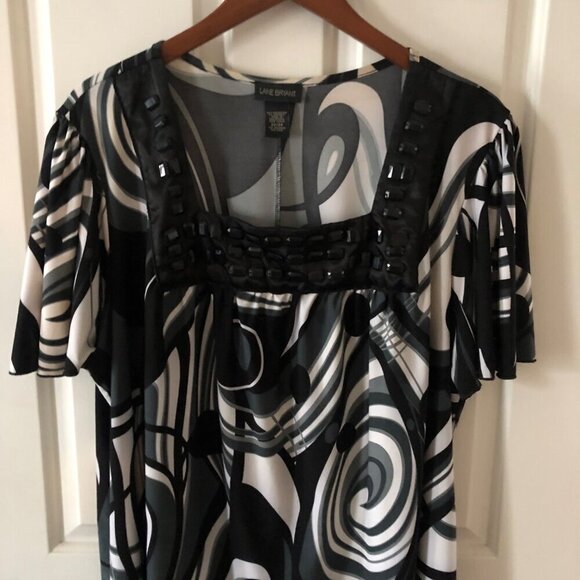 Lane Bryant Womens Geometric Print Short Sleeve Top Size 22/24 - Picture 1 of 7
